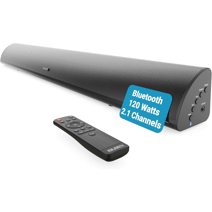 Саундбар с вграден субуфер, Majority, Snowdon, 2.1, Bluetooth, PC, Wireless, AUX, 120 W, черен