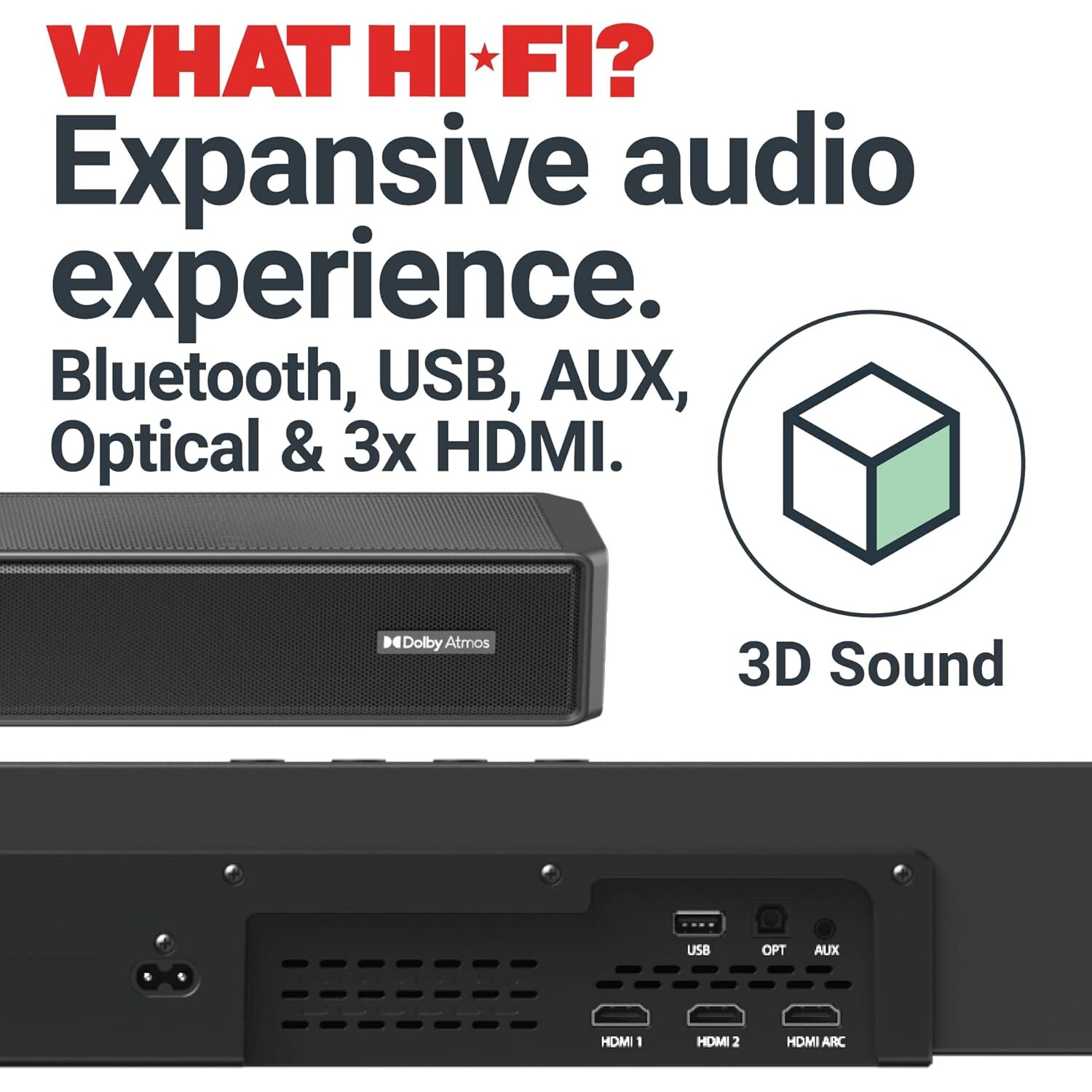 Soundbar Majority, Sierra Plus 2.1.2, Dolby Atmos, Bluetooth, PC, AUX, home theater, 400 W, negru