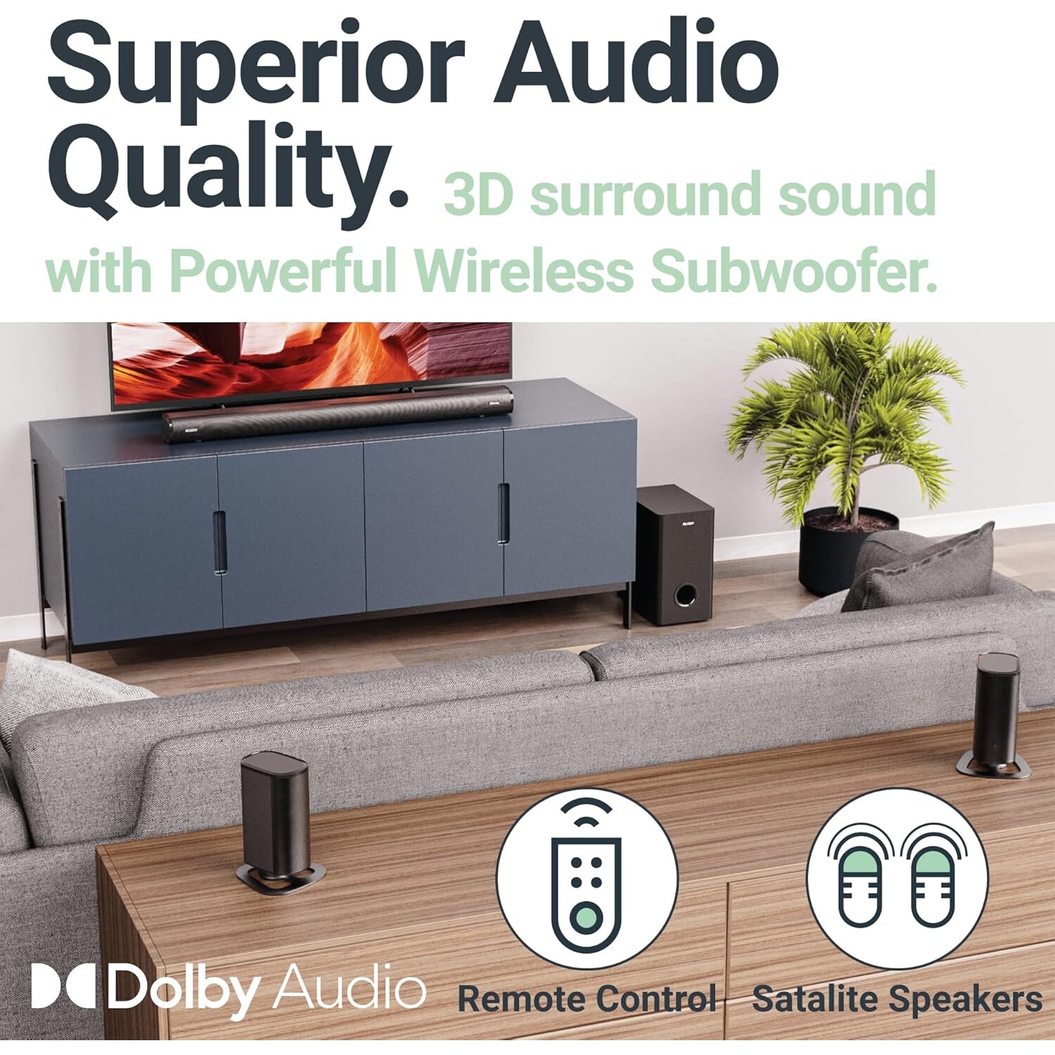 Soundbar Majority, Everest 5.1 Dolby Audio, Bluetooth, PC, AUX, home theater, Bluetooth, 300 W, negru