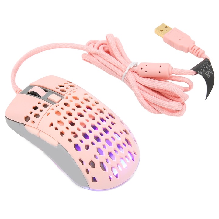 Кабелна мишка за игри, Mmgoqqt, RGB осветление, многоцветна
