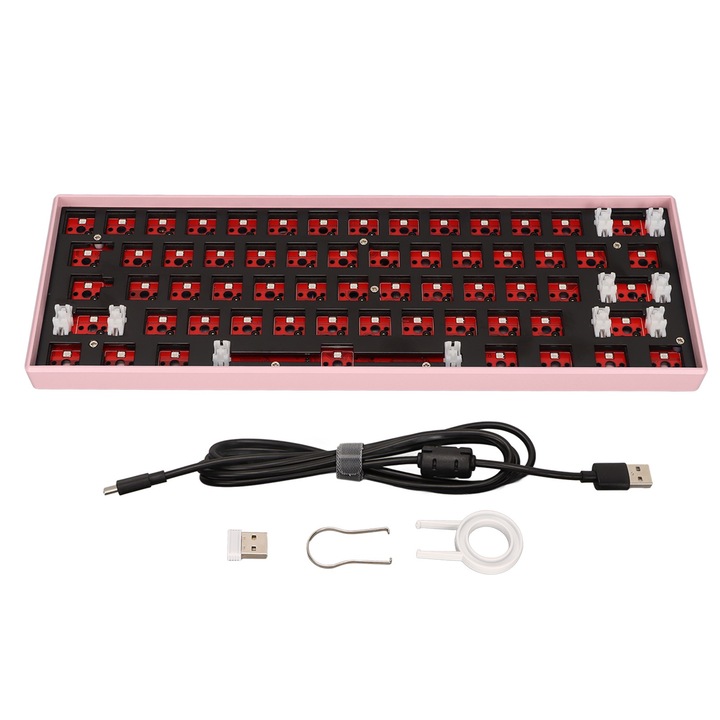 Tastatura mecanica Jormftte 87 taste, design ergonomic, iluminare multicolor, USB