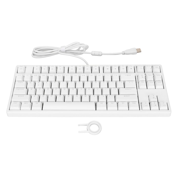 Tastatura USB Jormftte, 78 taste, design ergonomic, capace rotunde, neagra