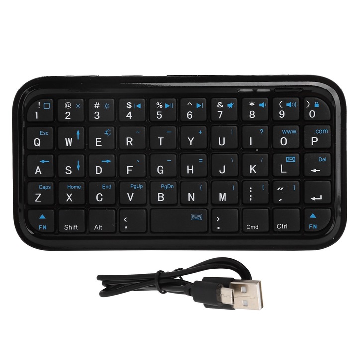 Tastatura si mouse wireless Jormftte, set, ultra subtire, 14 taste rapide, 2.4GHz, compatibilitate larga, negru