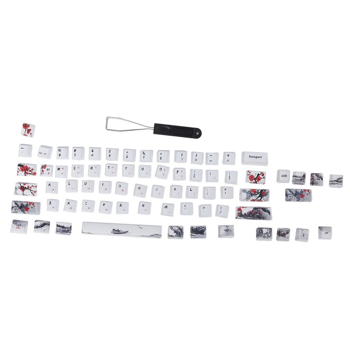 Tastaturi PBT Design ergonomic Rezistent la ulei Tastatura colorata cu 108 taste pentru jocuri video pentru tastatura mecanica Gri