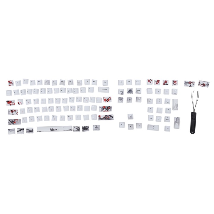 Capac tastatura spacebar Jormftte, PBT, multicolor, model iepuras roz, compatibilitate universala