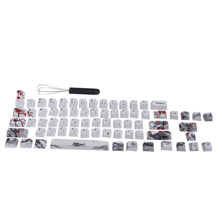 Tastatura mecanica de gaming Jormftte, 104 taste, 2 culori, panou din aliaj de aluminiu, iluminare de fundal