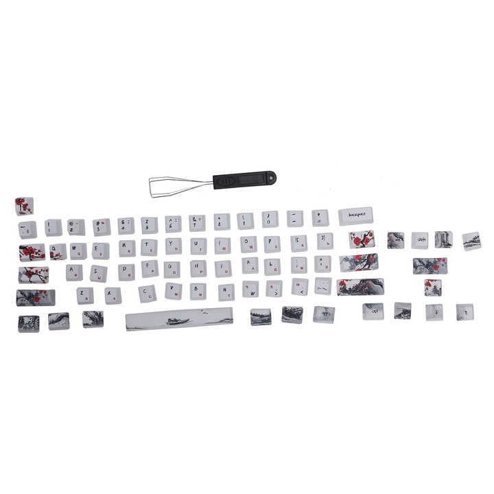 Tastatura mecanica Jormftte 68 taste, conectare wireless/pe fir, ax negru, ergonomica, 1800mAh, culoare neagra