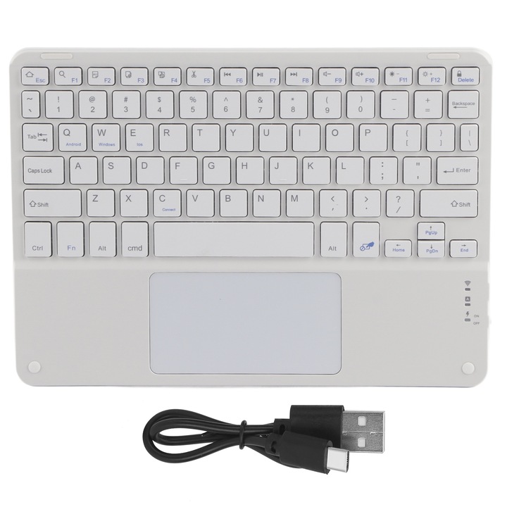 Tastatura mecanica Jormftte, 104 taste, comutatoare albastre, iluminare RGB, design ergonomic, alb-roz