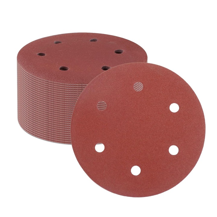 25 darab csiszolópapír készlet, 6 lyukkal, fali csiszolóhoz, 225 mm