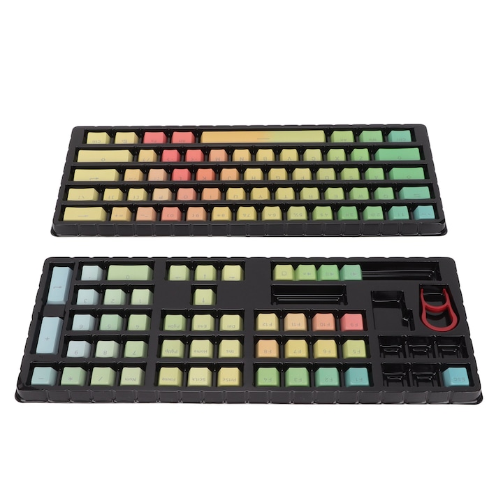 Tastatura mecanica Jormftte, 64 taste, conectivitate wireless si cablat, comutatoare rosii, design ergonomic, roz
