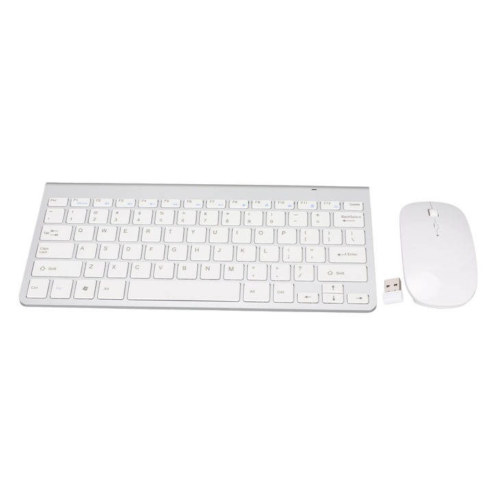 Set tastatura si mouse wireless Jormftte, 12 taste Fn, conectivitate BT, albastru