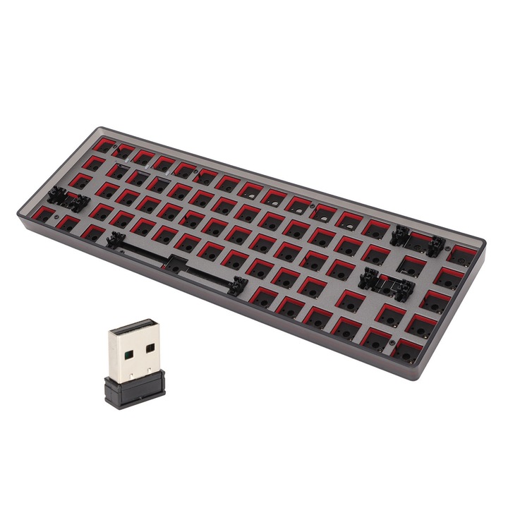 Tastatura mecanica mini cu 6 taste, Jormftte, iluminare RGB, conexiune cablu, portabila, violet transparent