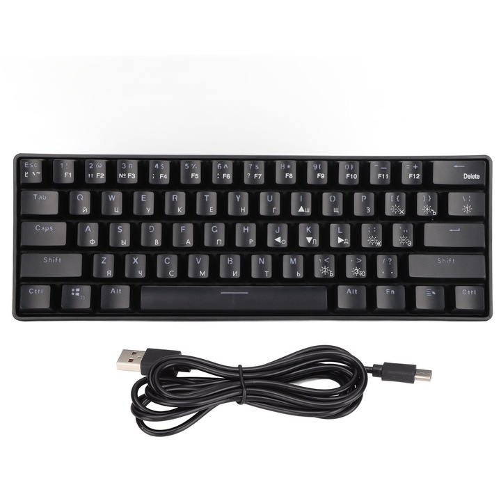 Tastatura USB Jormftte 104 Taste, Iluminare RGB, Design Ergonomic, Antidust, Multicolor