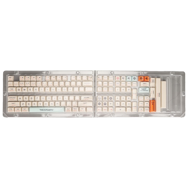 Capace tastatura 117 taste, Jormftte, doua culori, design ergonomic, rezistente la uzura, alb-verde