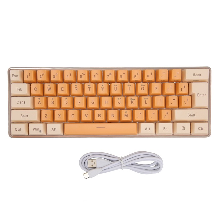 Tastatura wireless Jormftte, 10in, alb, design elegant, iluminare colorata, reincarcabila