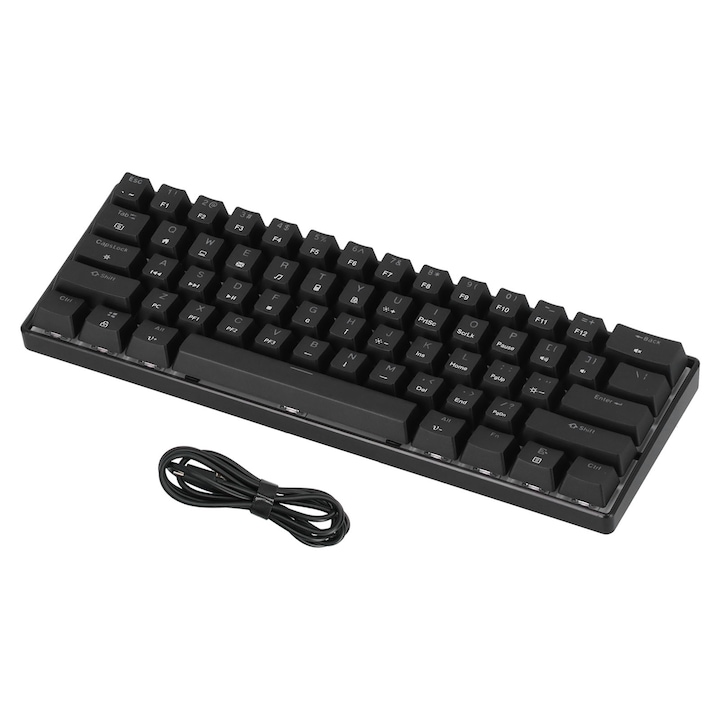 Tastatura mecanica Jormftte, 104 taste, comutatoare albastre, RGB, rezistenta la zgarieturi, gri-negru