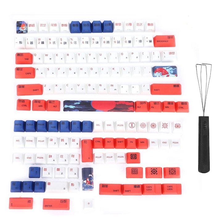 Tastatura mecanica de gaming Jormftte, 104 taste, iluminare LED, design ergonomic, neagra