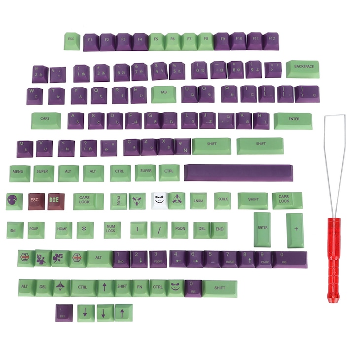 Set capace de taste cu model pinguini, 4 piese, pentru tastatura mecanica, multicolor