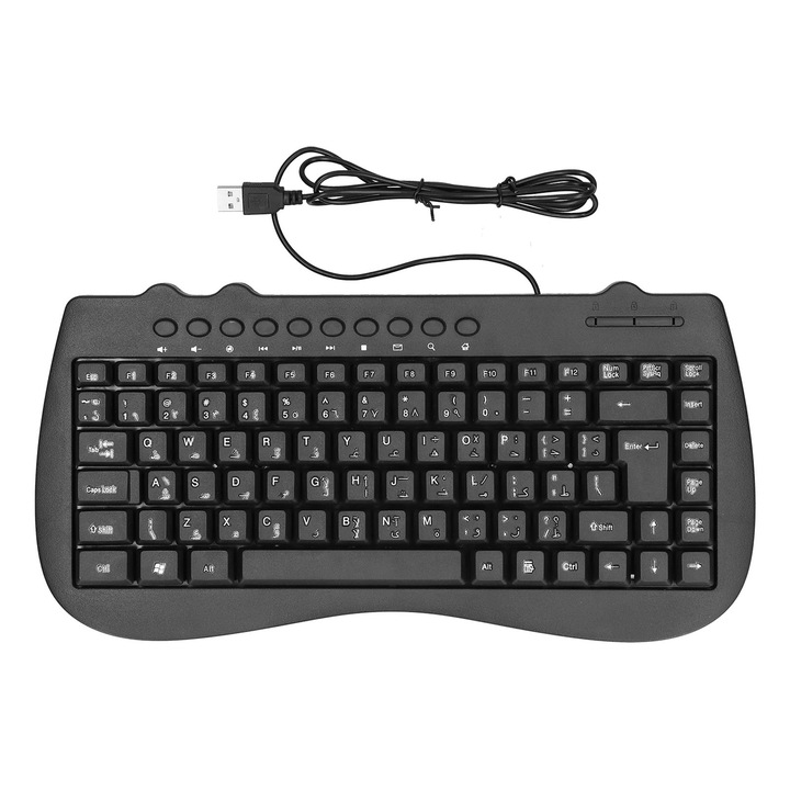 Set tastatura multimedia wireless si mouse Jormftte, 2.4G, design ergonomic, apa, negru
