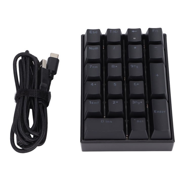 Tastatura mecanica Jormftte 64 taste, iluminare alba, design ergonomic, 4 switch-uri optionale, culoare albastra, acumulator 1800mAh