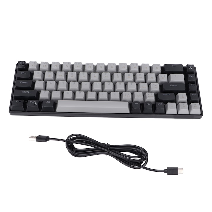 Tastatura mecanica retro Jormftte cu capac rotund, neagra, design prietenos, durabila