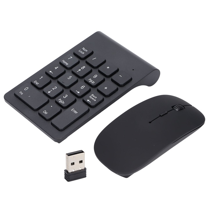 Tastatura portabila cu touchpad, Jormftte, wireless 2.4GHz, combinatie tastatura si mouse, neagra