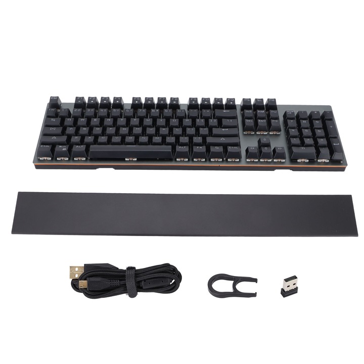 Tastatura mecanica Jormftte, 104 taste, interfata USB, durabila, 10 milioane de clicuri, pentru computer si laptop