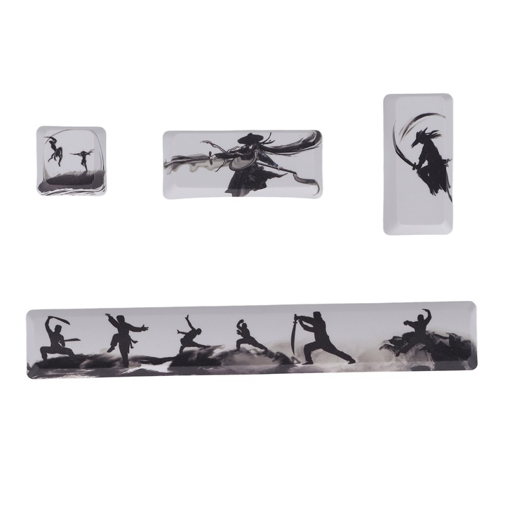 Set 140 capace de taste pentru tastatura mecanica, Jormftte, model albina, PBT, galben si alb, inaltime XDA