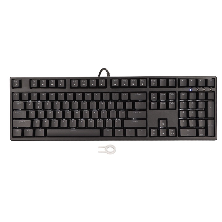 Jormftte mechanikus billentyűzet, 108 billentyű, piros kapcsoló, ergonomikus kialakítás, USB kábel, széles körű kompatibilitás