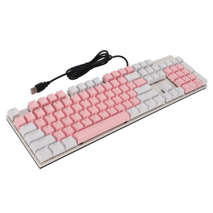 Tastatura gaming mecanica Jormftte, 87 taste, alb, cablu Type C, design ergonomic