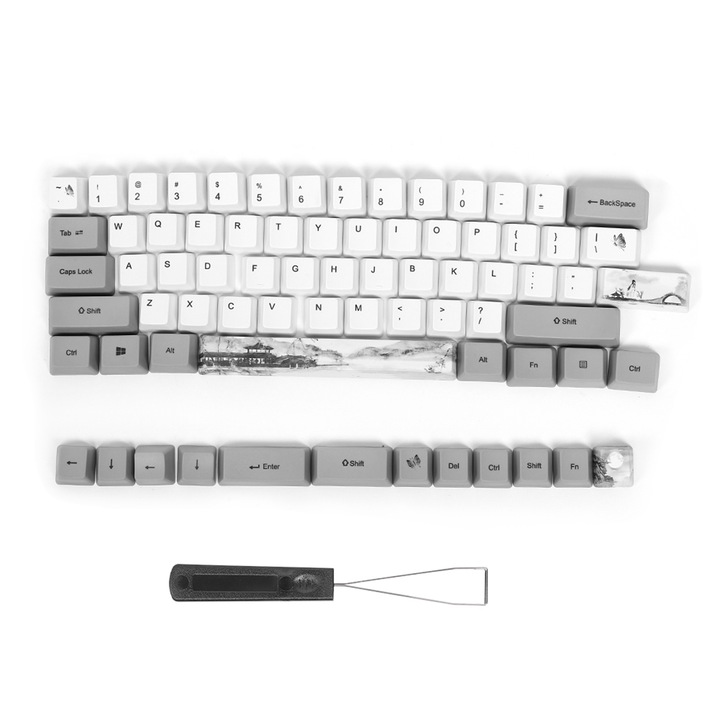Tastatura gaming Jormftte 61 taste, iluminare RGB, design ergonomic, compacta, portocalie-bej