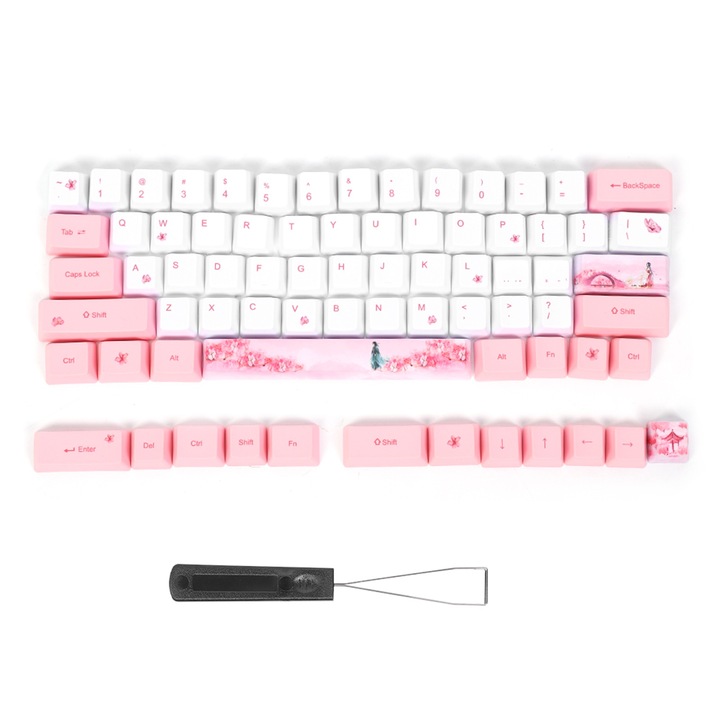 Set tastatura si mouse wireless Jormftte 2.4G, 78 taste, ergonomica, buton mut, aurie