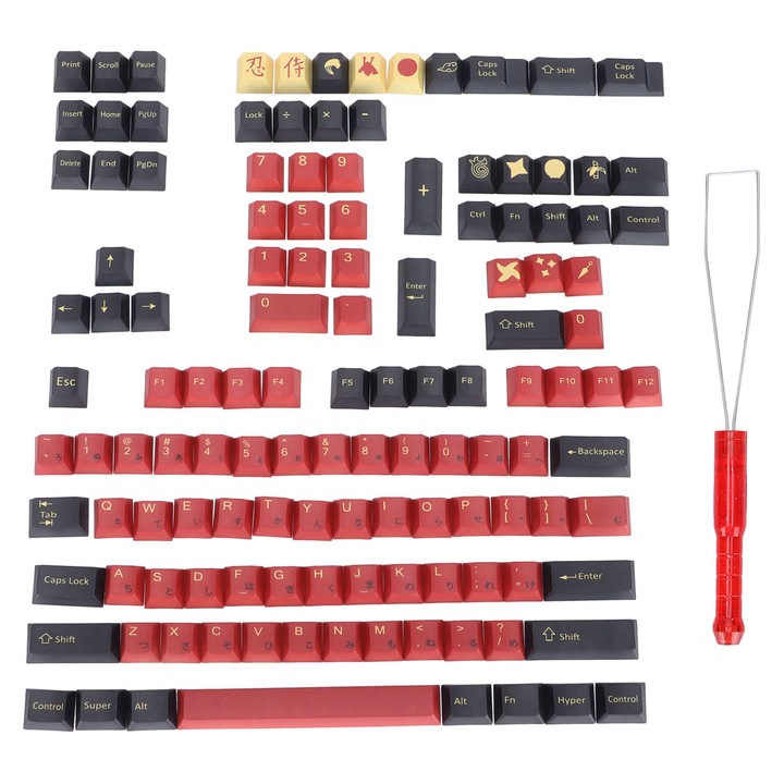 104 buc. Capace pentru tastatura mecanica PBT, durabila, stabila, in doua tonuri, translucide, iluminata din spate (alb roz)