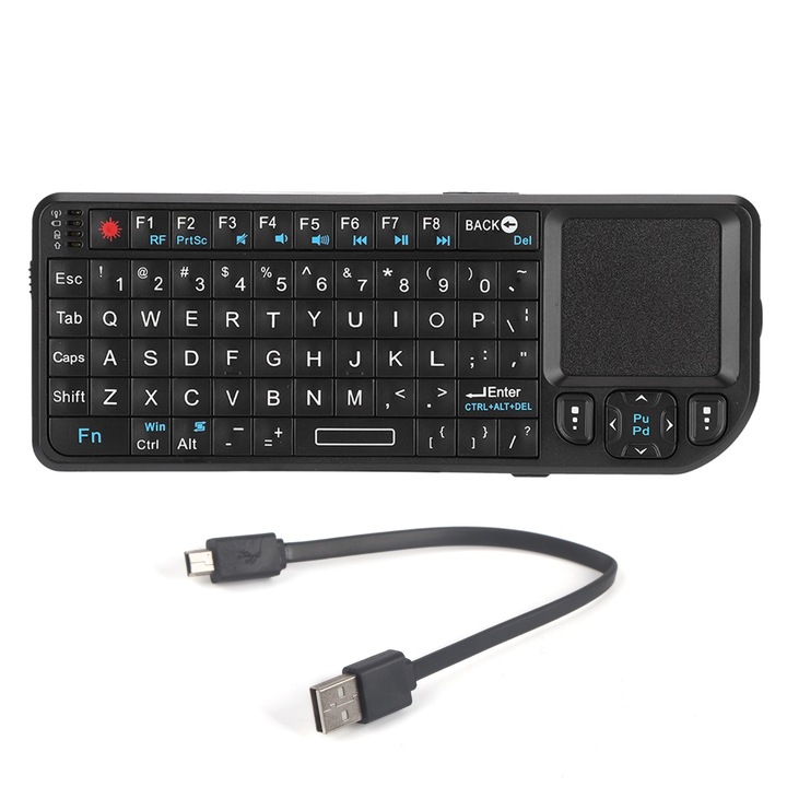 Jormftte 3 az 1-ben vezeték nélküli billentyűzet, mini, QWERTY, érintőpaddal, háttérvilágítással, 69 billentyűvel, USB