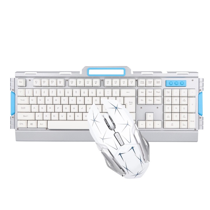 Tastatura mecanica Jormftte 68 taste RGB iluminare de fundal conexiune Type C, compatibilitate larga