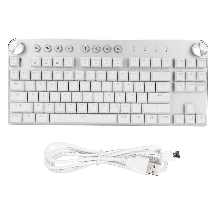 Tastatura mecanica RGB Jormftte, 104 taste, 12 butoane multimedia, design ergonomic, cablu USB