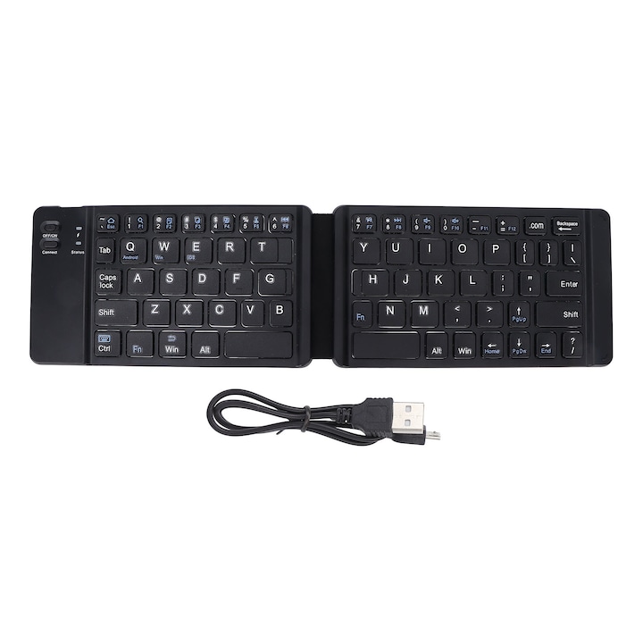 Tastatura wireless Jormftte 10inch, iluminare RGB, portabila, ultra-subtire, 7 culori, baterie reincarcabila
