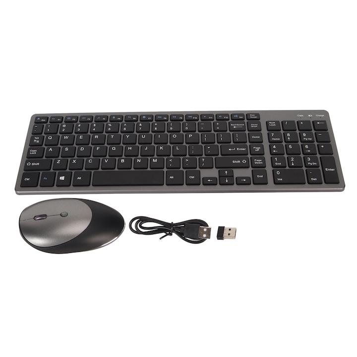 Tastatura wireless Jormftte, mini, compatibila cu iOS, Android, OS, Windows, functie BT, 10m, incarcare USB