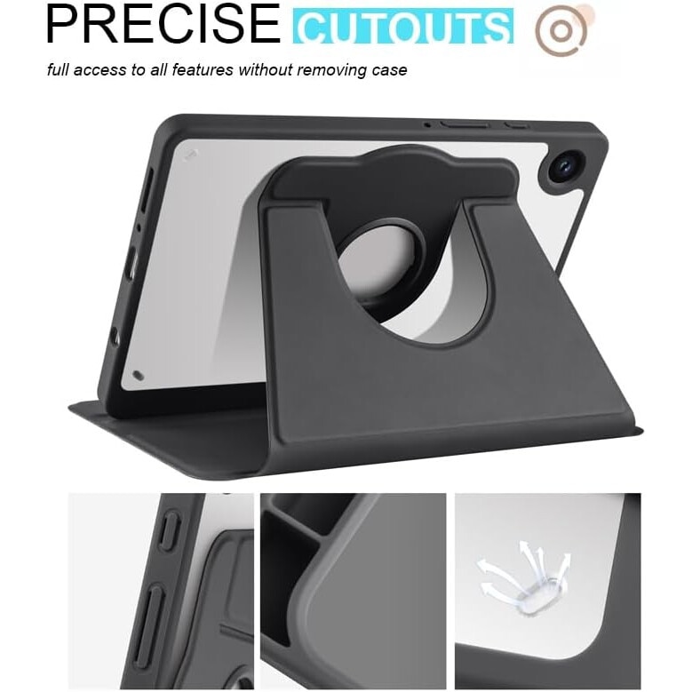 Husa pentru tableta Samsung Galaxy A9 8.7" cu stand Rotativ, suport S-Pen - Negru