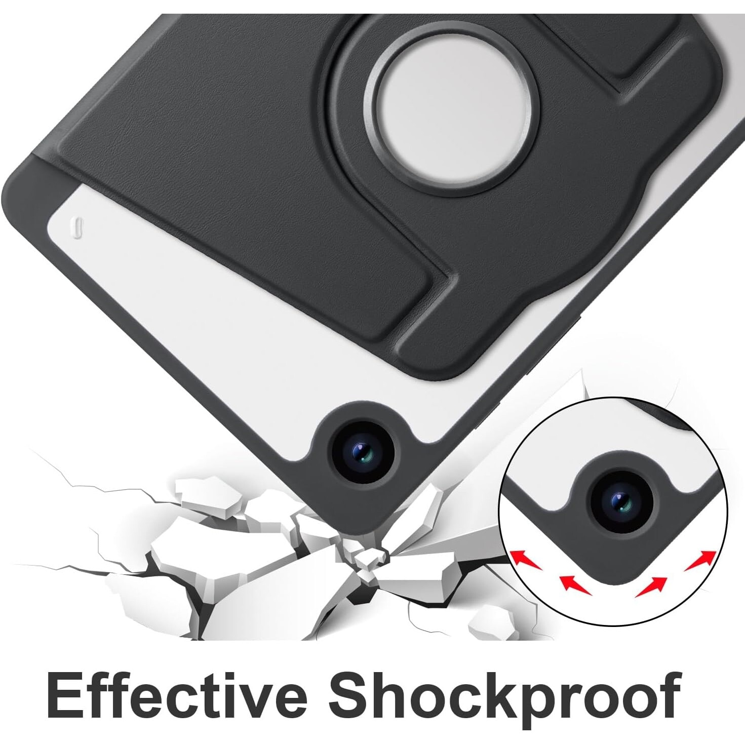 Husa pentru tableta Samsung Galaxy A9 8.7" cu stand Rotativ, suport S-Pen - Negru