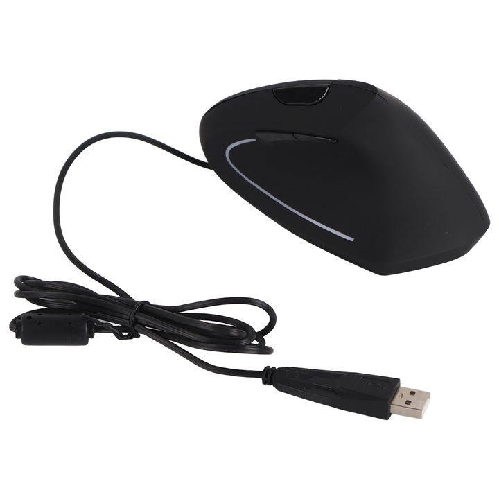 Függőleges ergonómikus egér Jormftte, 800-1200-2000-3200 DPI állítható, színes LED, bőrbarát kialakítás