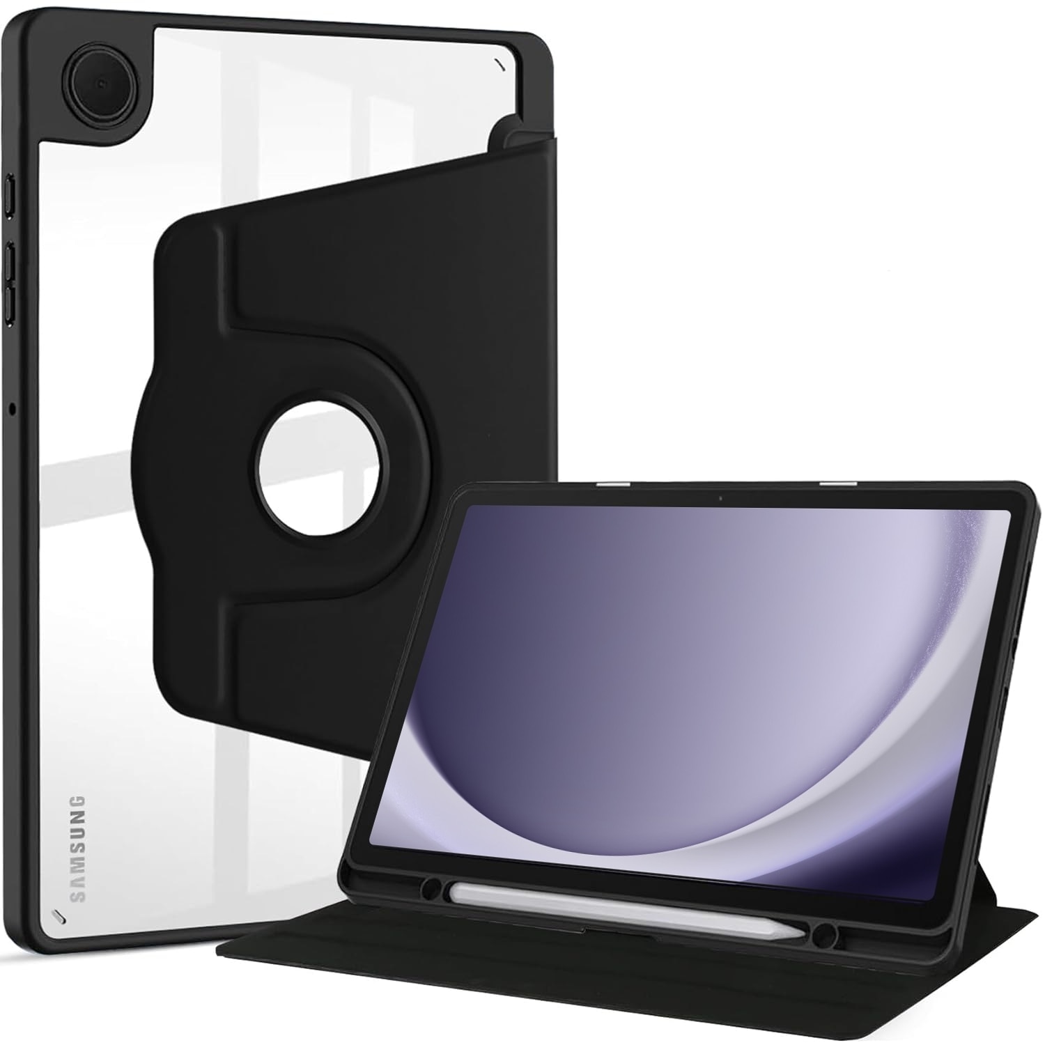 Husa pentru Samsung Galaxy Tab A9+ Plus 11.0" cu stand Rotativ, Smart Cover, suport S-Pen - Negru