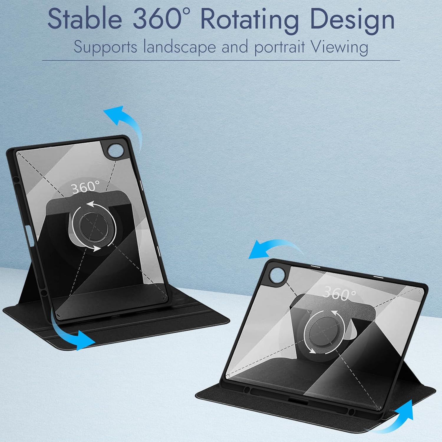 Husa pentru Samsung Galaxy Tab A9+ Plus 11.0" cu stand Rotativ, Smart Cover, suport S-Pen - Negru