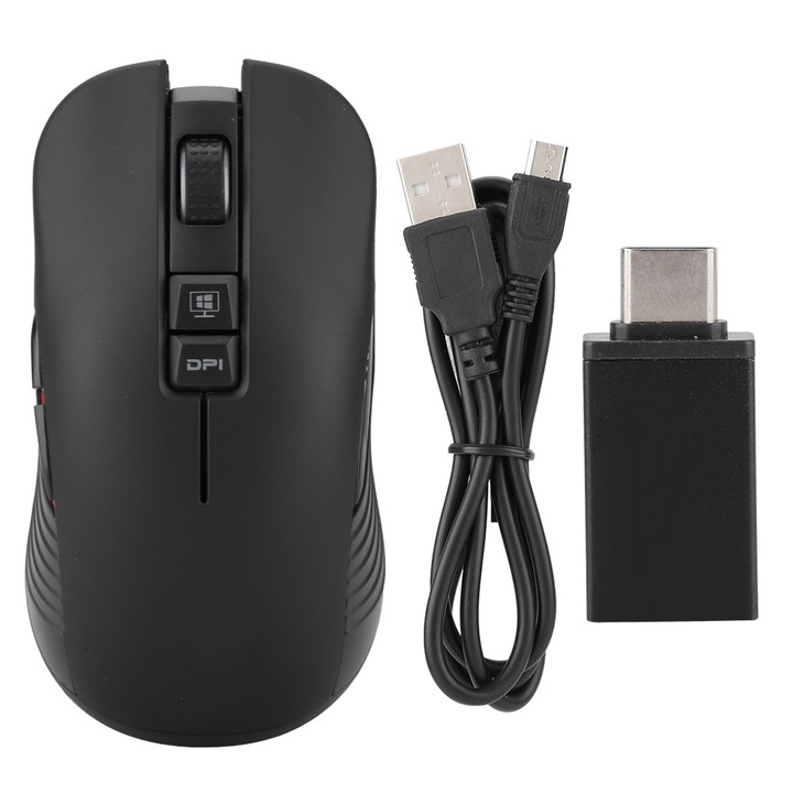 Egér vezeték nélküli Jormftte T30, 750mAh, 1,4GHz, ergonómikus, fekete