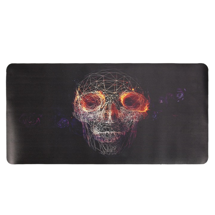 Egérpad Jormftte, koponya rózsával, 300x600x2mm, vízálló, multifunkcionális