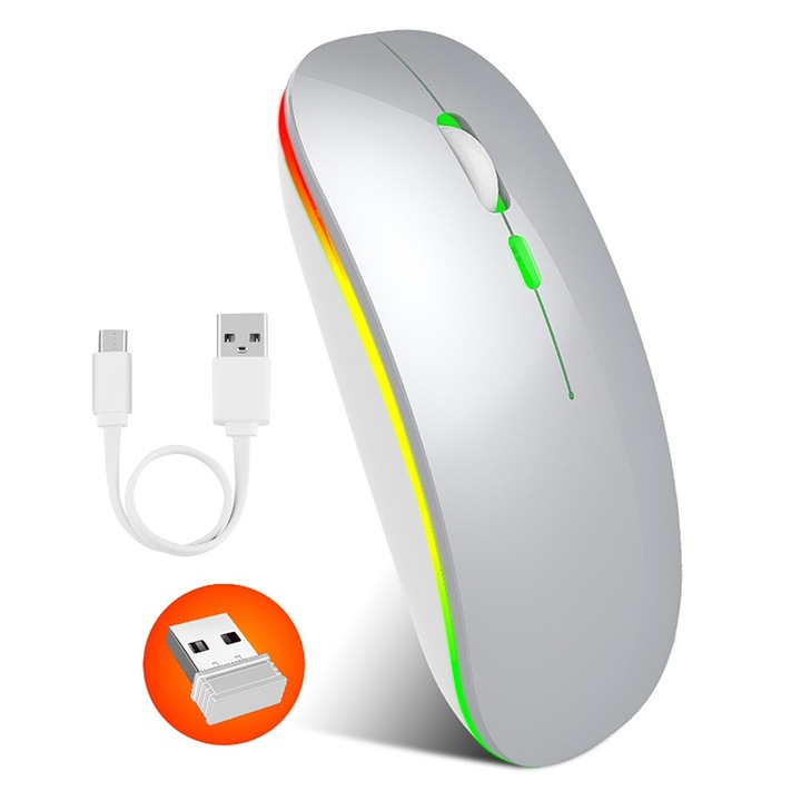 Egér vezeték nélküli Jormftte M40, 4G, 1600DPI, ezüst, vékony kialakítás