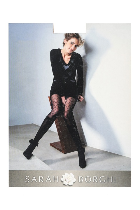 Dres mat din microfibra 3D in partea de jos si subtire cu model geometric in partea de sus, Sarah Borghi Maela 40 DEN, Gri