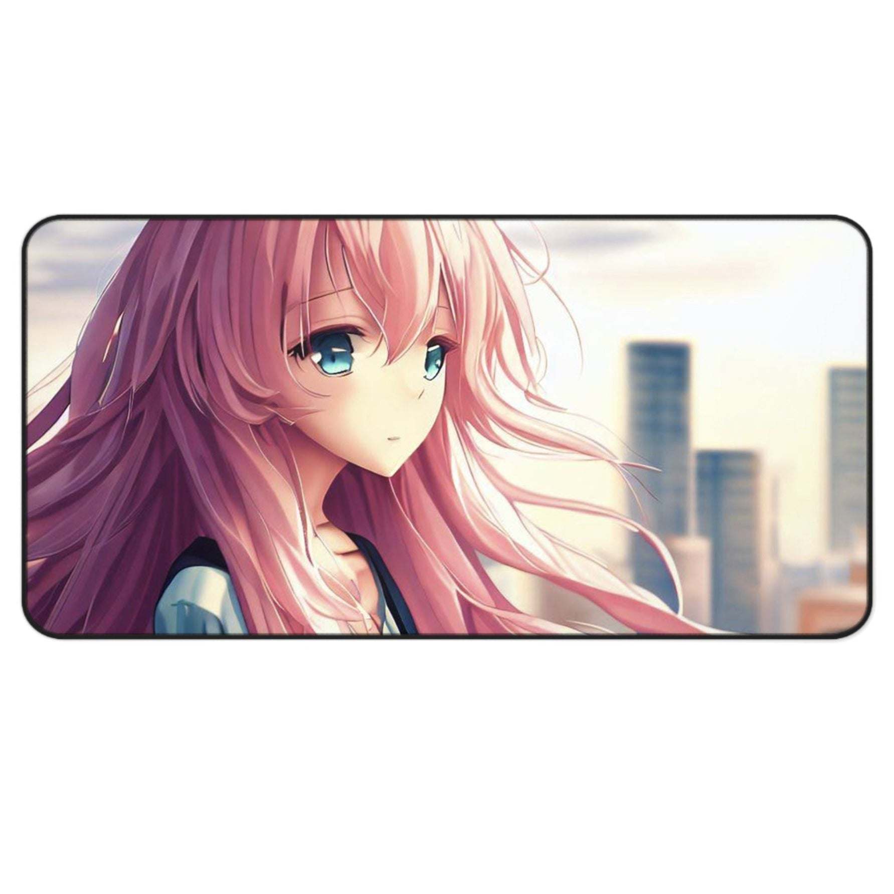Mousepad, Jormftte, Anime Girl cu par roz, 4mm neopren, 80 x 40 cm