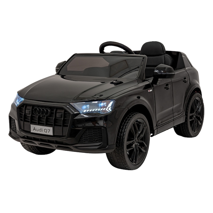 Детска електрическа кола AUDI Q7 NEW LIFT Negro 12v с 2 мотора, mp3, 2.4G дистанционно, кожена седалка, гумени колела