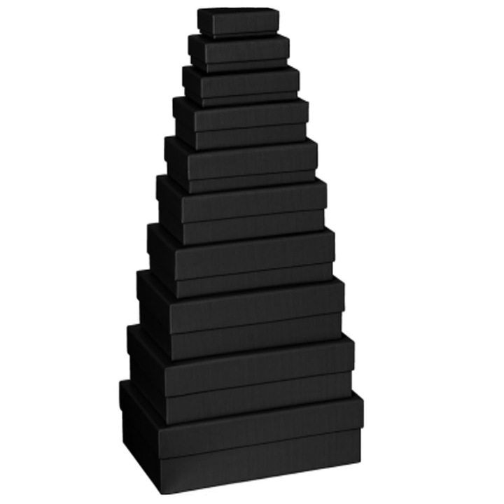 Set 10 cutii dreptunghiulare uni - negru, Createur
